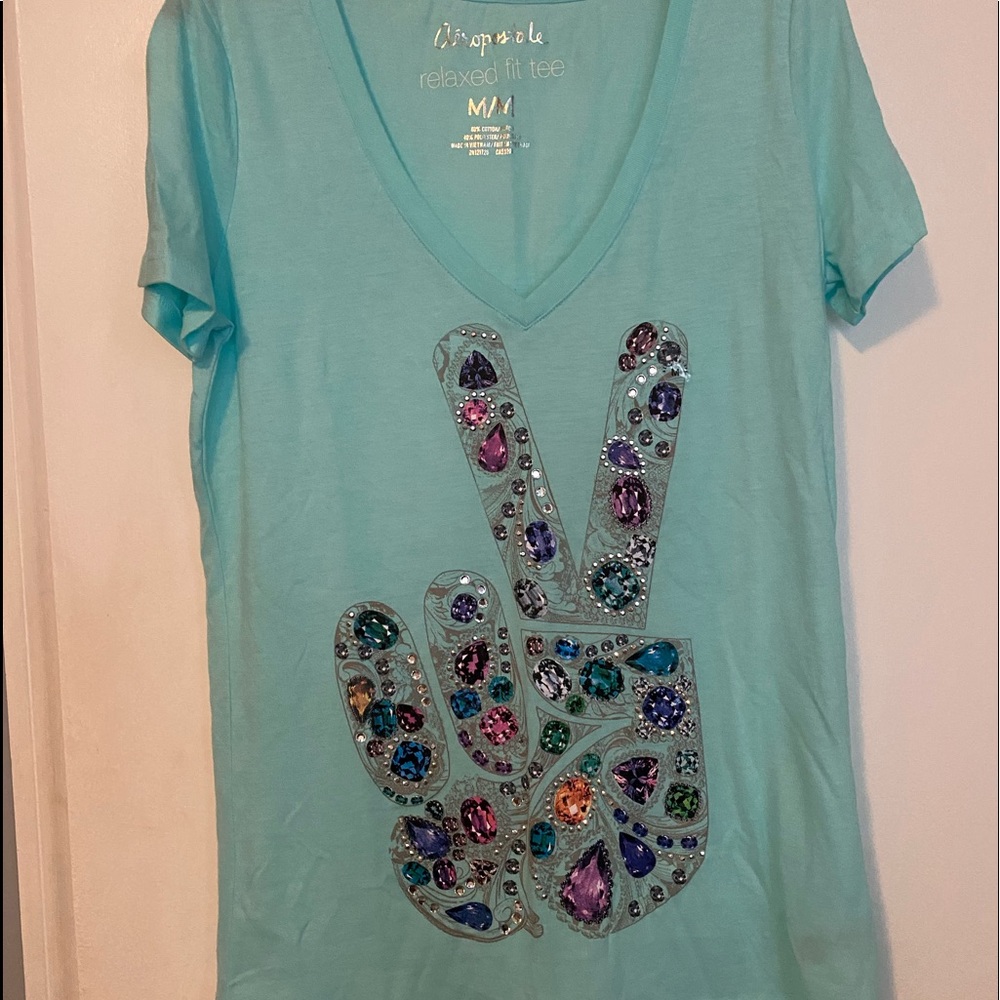 Aeropostale relaxed fit tee jeweled peace sign M